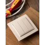 Выключатель трехклавишный СП 10А бежевый Минск