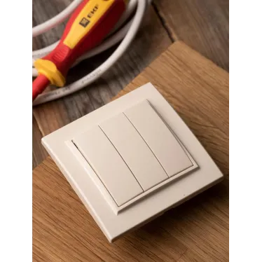 Выключатель трехклавишный СП 10А бежевый Минск