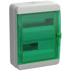 Корпус пластиковый навесной на 24 модуля КМПн-24 IP65 TEKFOR зеленая прозрачная дверь