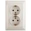 Розетка Intro Solo 4-205-02 с заземлением двойная 2X2P+E Schuko, 16А-250В, IP20, СУ, слоновая кость