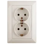 Розетка Intro Solo 4-205-02 с заземлением двойная 2X2P+E Schuko, 16А-250В, IP20, СУ, слоновая кость