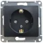 GLOSSA Розетка с заземлением со шторками антрацит в рамку