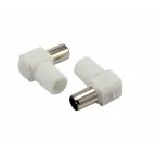 Разъем штекер TV без пайки белый угловой,