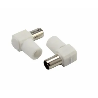 Разъем штекер TV без пайки белый угловой,