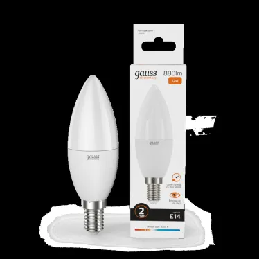 Лампа светодиодная LED 12 Вт 880 лм 3000К свеча теплый E14 AC 220В Elementary Gauss