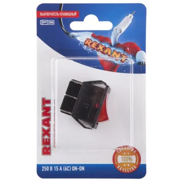 Выключатель клавишный 250V 15А (6с) ON-ON красный с подсветкой (RWB-506, SC-767) (в упак. 1шт.)