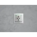 VALENA Розетка с заземлением с крышкой со шторками белая