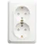 ЭТЮД Розетка двойная скрытой установки с заземлением со шторками 16А 250B, белый