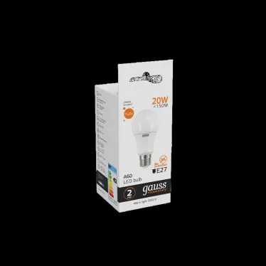 Лампа светодиодная LED 20 Вт 1520 лм 3000К А60 груша теплый E27 AC 220В Elementary Gauss