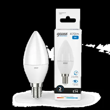 Лампа светодиодная LED 6 Вт 470 лм 6500К свеча холодный E14 AC 220В Elementary Gauss