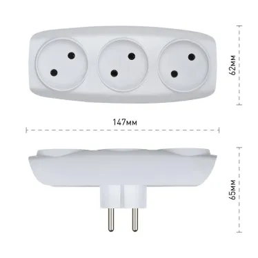 Тройник 3гн, без заземл.(белый) (10/60/1200) SP-3-W