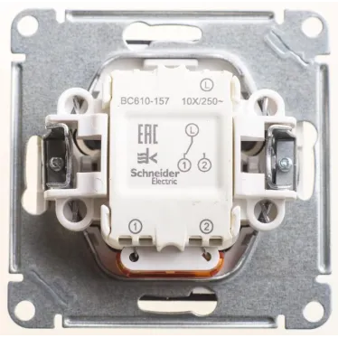 W59 Переключатель одноклавишный с подсв. 10АХ, механизм, черный бархат