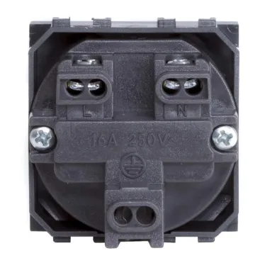 BRAVA Розетка без заземления со шторками черная, 2 мод.