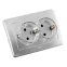 Розетка двойная скрытая с заземлением (стакан) серебро