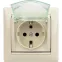 VALENA Розетка с заземлением со шторками с крышкой в рамку слоновая кость