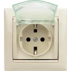 VALENA Розетка с заземлением со шторками с крышкой в рамку слоновая кость