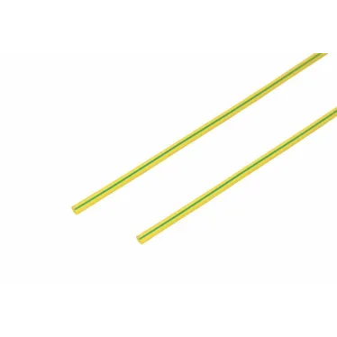 Термоусаживаемая трубка 1,5 0,75 мм, желто-зеленая, упаковка 50 шт. по 1 м, REXANT