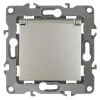 Розетка 2P+E Schuko со шторками с крышкой, 16A-250В, Эра12, перламутр, 12-2103-15