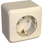 ЭТЮД Розетка наружная с заземлением со шторками бежевая