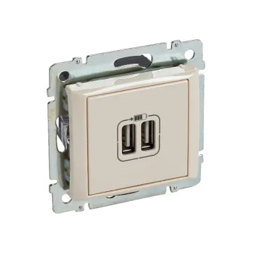 VALENA Розетка двойная USB слоновая кость