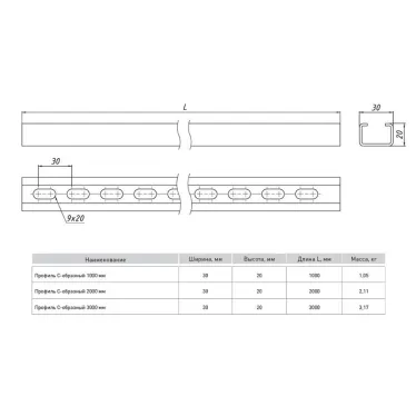 Профиль С-образный 3000мм (1,5мм) HDZ