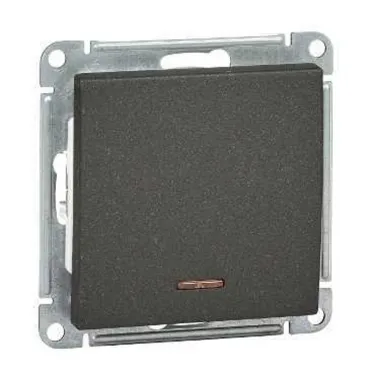 Выключатель одноклавишный, с подсветкой 10АХ, механизм, черный бархат