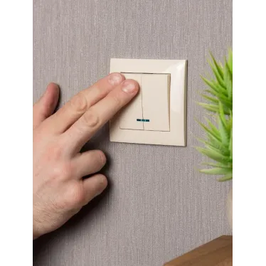 Валенсия выключатель 2-кл. 10А кремовый с индикатором