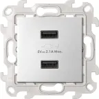 Зарядное устройство 2хUSB 5В 2.4A 230В~ цвета алюминий S24 Harmonie