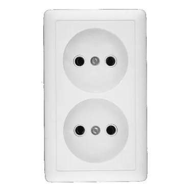 ХИТ Розетка двойная наружная белая без заземления и шторок 16А 250В