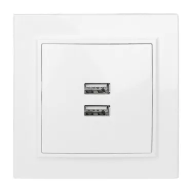 Минск Розетка USB 2-местная СП 2,1А белая