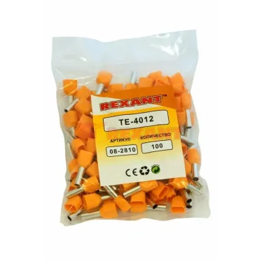 Наконечник штыревой втулочный изолир F-12 мм 2х4 кв мм (НШВи(2) 4.0-12хНГи2 4,0-12), REXANT