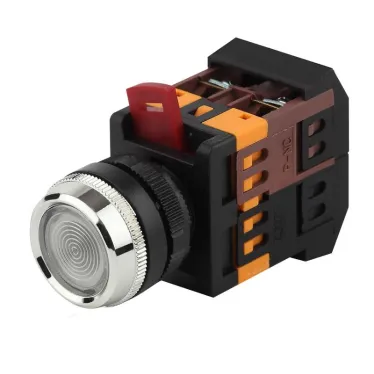 Кнопка ABLFS-22 белый d22мм неон/240В 1з+1р