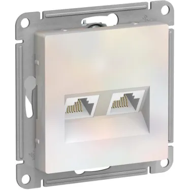 Розетка ATLASDESIGN двойная компьютерная RJ45+RJ45 категория 5E механизм жемчуг