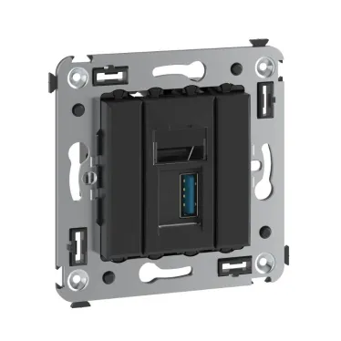 Avanti USB 3.0 розетка одинарная в стену, тип А-А, , Черный матовый