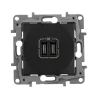 Зарядное устройство с двумя USB-разьемами тип C-тип С 240В/5В 3000мА - Etika - Цвет Антрацит