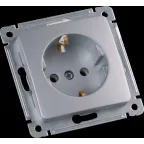 MASTER Розетка одноместная с заземляющим контактом, скрытой установки, в рамку, серебро