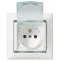 VALENA Розетка с заземлением с крышкой со шторками белая