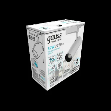 Светильник светодиодный трековый на шинопровод ДПО 32 Вт 2750 лм 4000К AC 220В Белый IP20 D180х220мм однофазный угол 24 грд Track Gauss