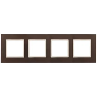 Рамка на 4 поста, стекло, Эра Elegance, мокко+сл.кость, 14-5104-31