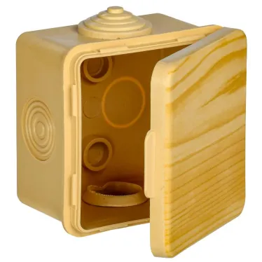 Коробка распределительная КМ 65х65х50мм для наружного монтажа с откидной крышкой IP54 4 вв. сосна