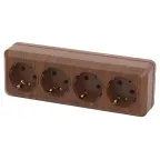 Розетка Intro Quadro 2-208-10 с заземлением четырёхместная 4х2P+E, 16А-250В, IP20, ОУ, венге