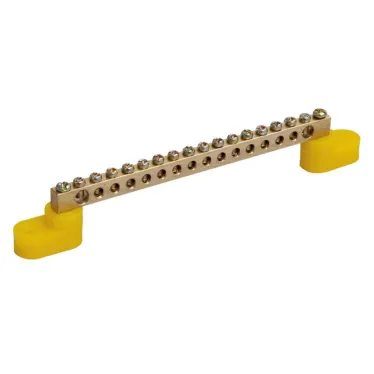 Шина PE земля на двух угловых изоляторах ШНИ-8х12-16-У2-Ж