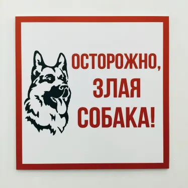 Наклейка информационый знак Злая собака 200x200 мм,