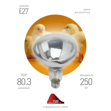 Лампа инфракрасная ИКЗ 220-250 R127 E27 250 Вт ЭРА