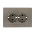 Валенсия лицевая панель розетки 2-местной с/з 16А кашемир с защ. штор.