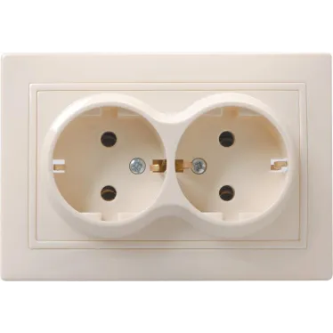 Розетка 2-местная с заземляющим контактом без защитной шторки 16А керамика КВАРТА кремовый (РС12-3-Км )