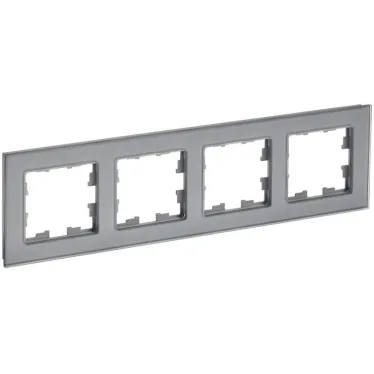 BRITE Рамка 4 поста РУ-4-2-БрСе стекло сер.