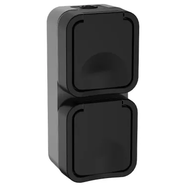 Розетка 2-местная вертикальная TORS 16А IP55 графит