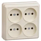 ОКТАВА Розетка 4 поста без заземления 10А наружная кремовая