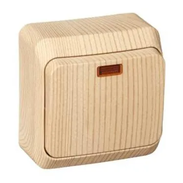 ЭТЮД Выключатель одноклавишный наружный с подсветкой сосна сх.1